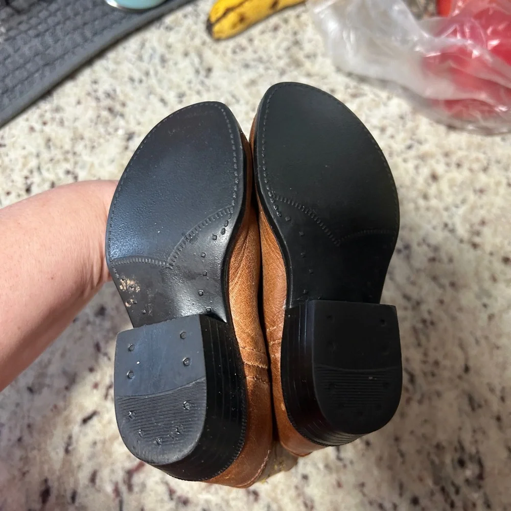 Old West Tan Leather Cowboy Boots with Brown Accents Toddler 5 - Picture 3 of 7